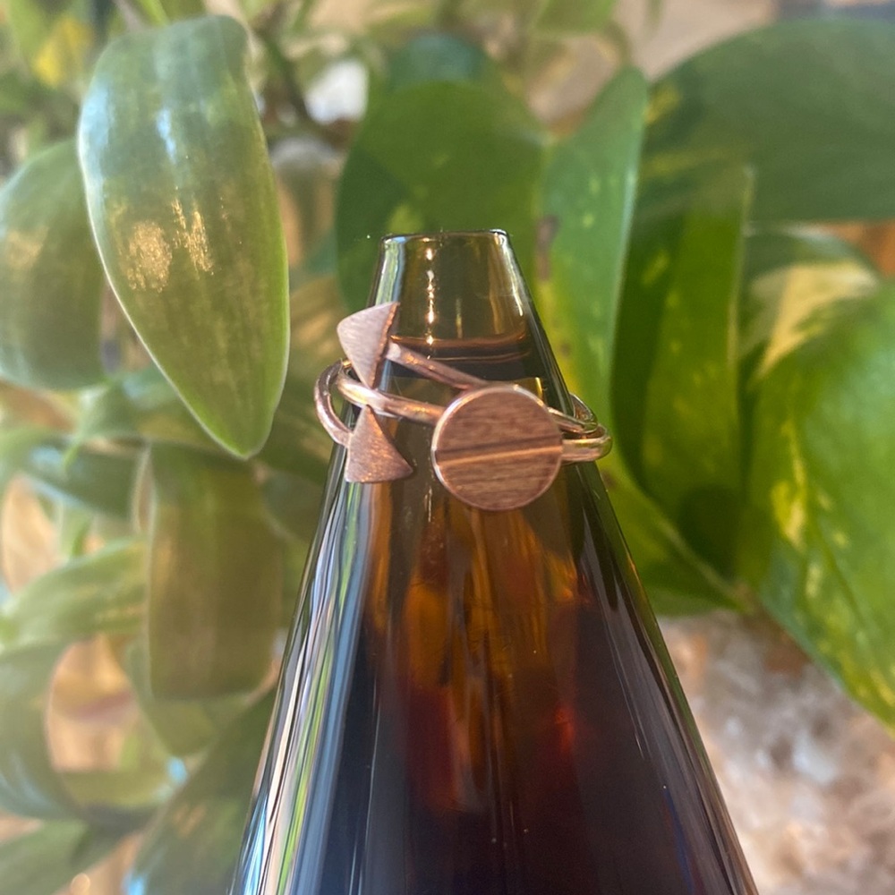 Set Of 2 Adjustable Copper Rings (Duo) Of A Screw Head Ring & Arrow Ring